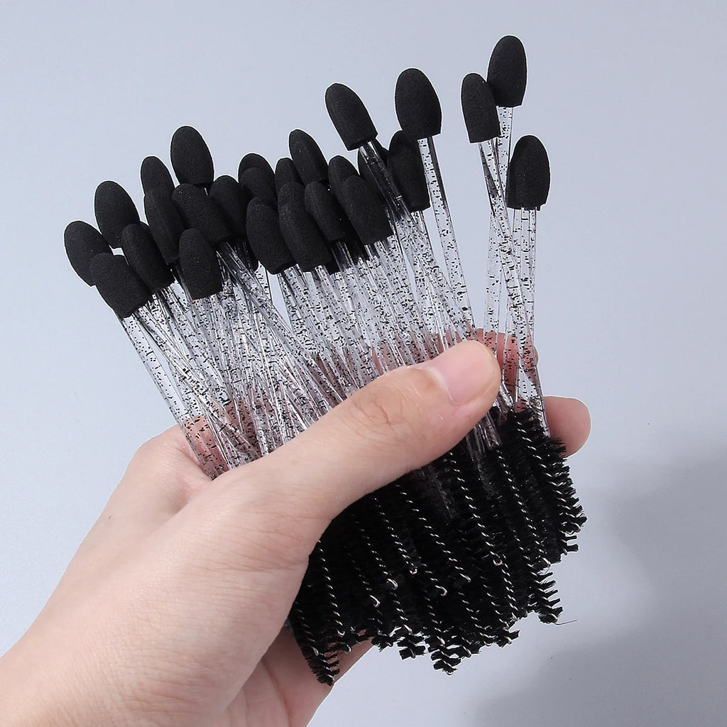 50-Pack Dual-Head Mascara Wands & Eyeshadow Applicators Disposable Makeup Applicator QXL