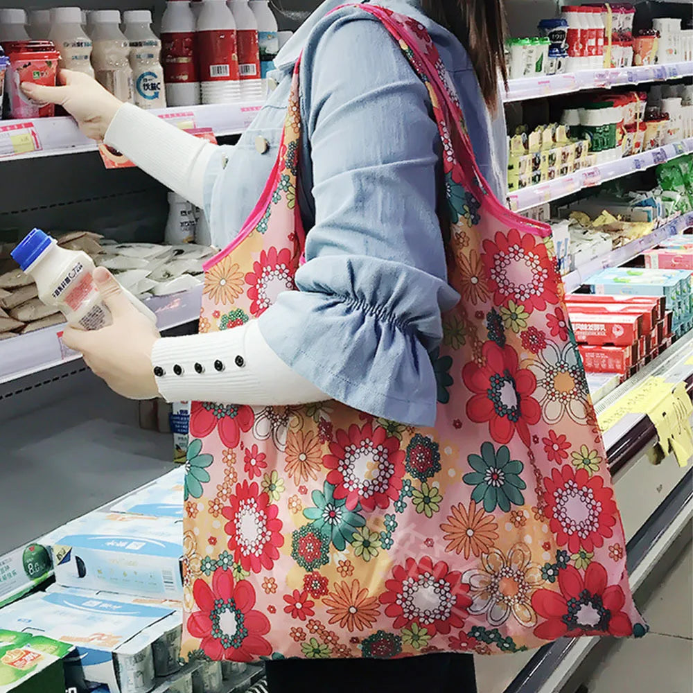 Large Reusable Foldable Tote Bag | Eco Grocery & Beach Bag Reusable Tote Bag QXL