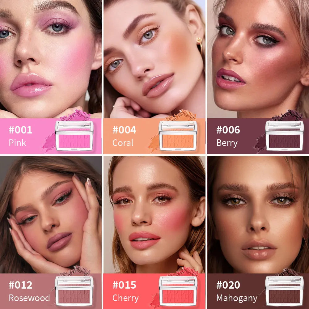 Matte Embossed Blush Palette & Brush Set | 6 Shades Blush Palette Set QXL