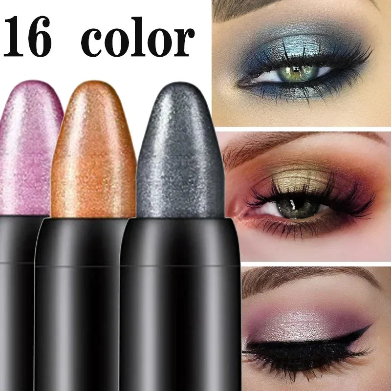 16-Color Glitter Eyeshadow Stick | Shimmer Pearlescent Pencil Eyeshadow Stick QXL