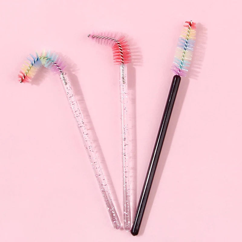 50-Pack Colored Mascara Wands & Bendable Brow Brush Combs Disposable Mascara Wands QXL