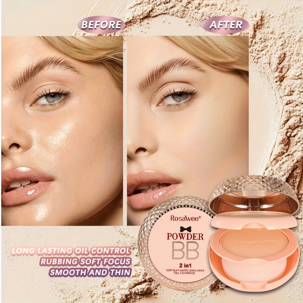 Rosawee Full Coverage Face Powder – Matte Lasting Finish Face Powder Foundation QXL