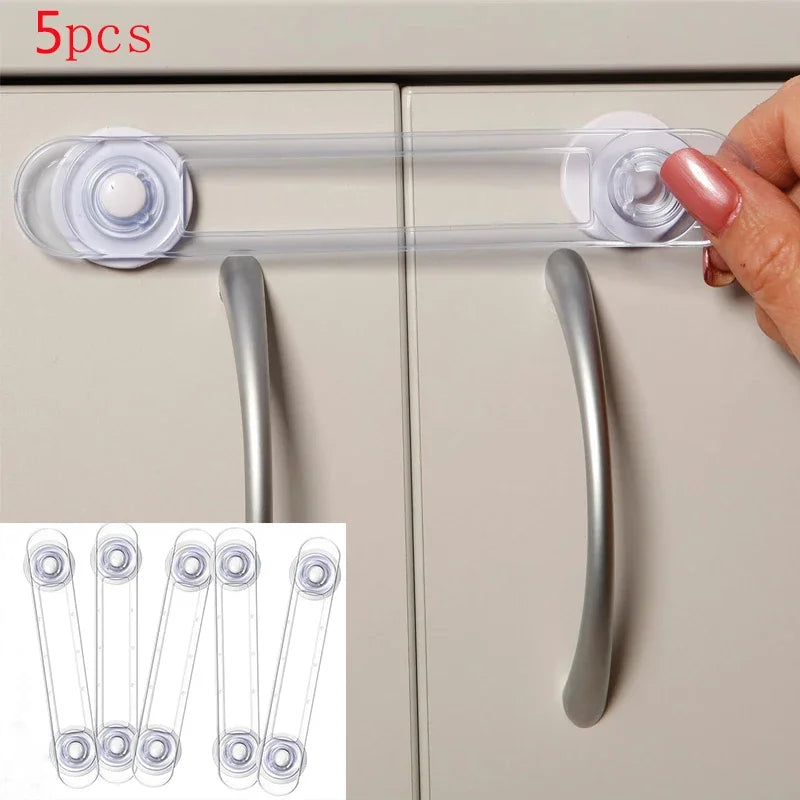 Baby Cabinet & Drawer Safety Locks – Transparent Strap 3/5 Pack Baby Safety Lock QXL