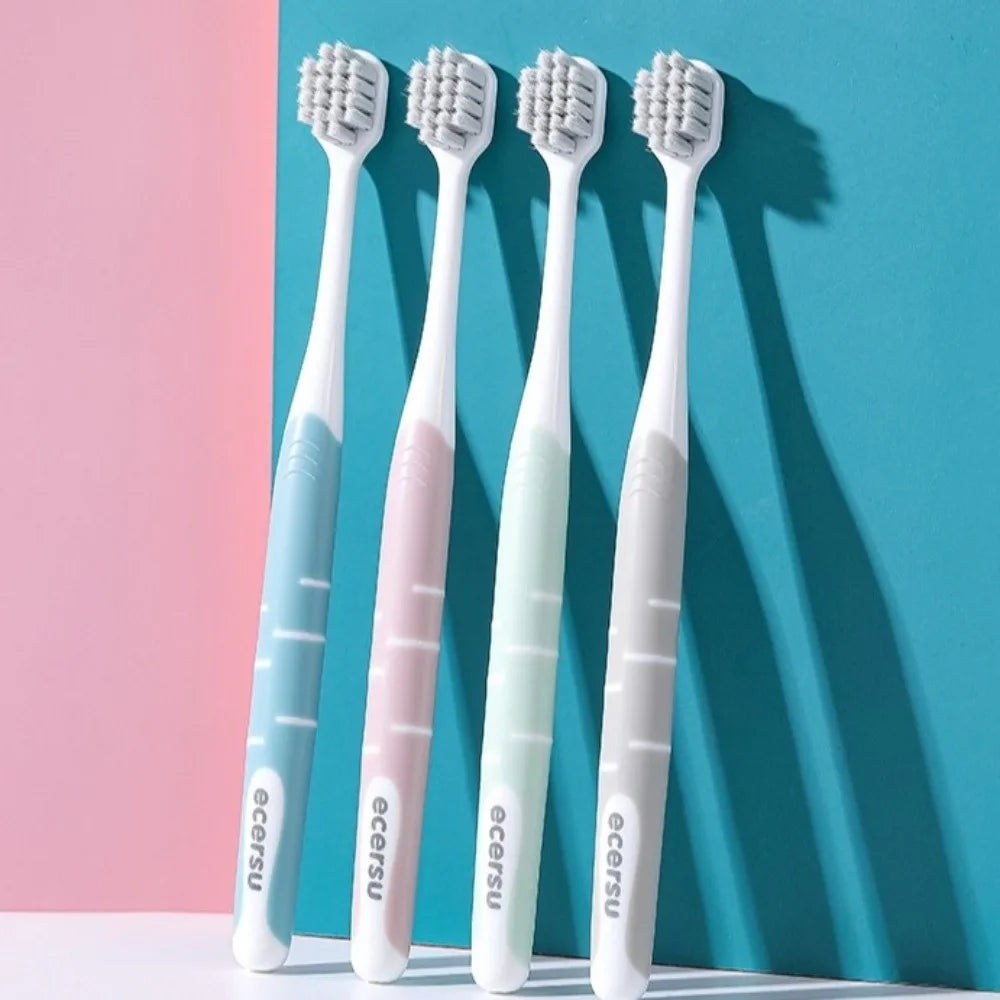 4-Pack Soft Bristle Toothbrush Set | Compact Head PP Handle Manual Toothbrush Set QXL