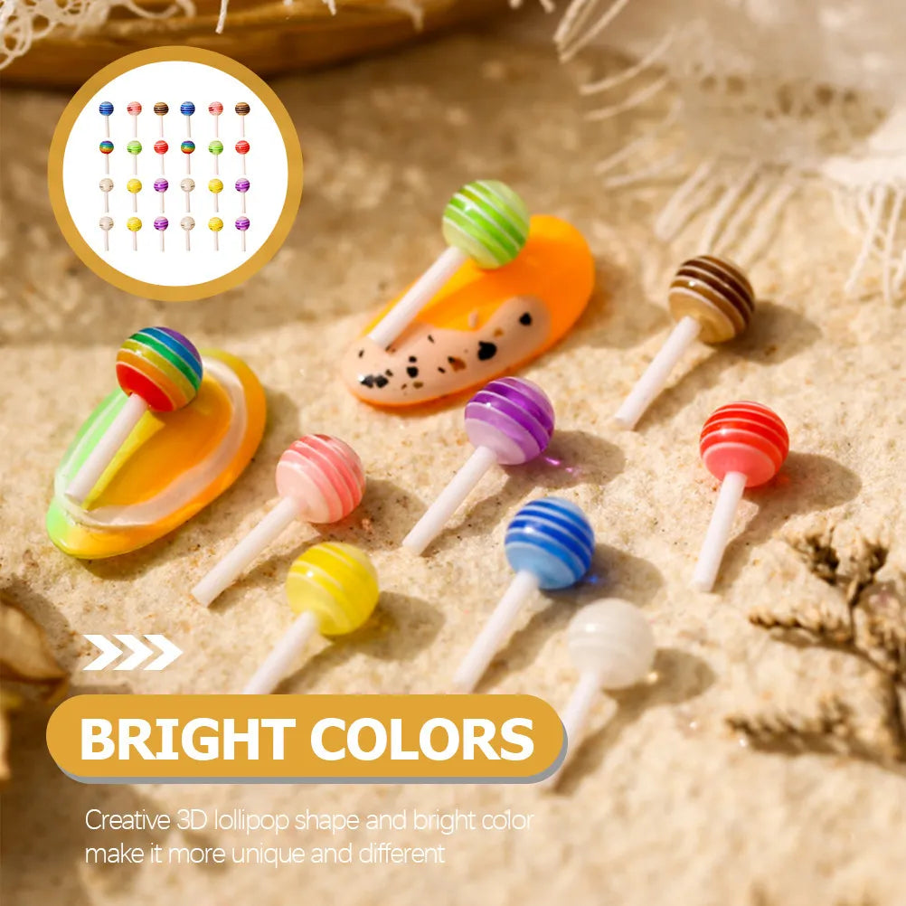 100-Pack 3D Lollipop Nail Charms | Resin DIY Nail Art Decor Nail Art Charms QXL