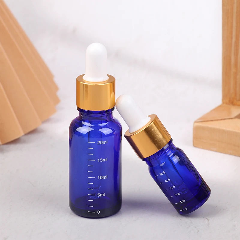 Blue Glass Dropper Bottles 5ml–100ml | Graduated Scale Glass Dropper Bottle QXL