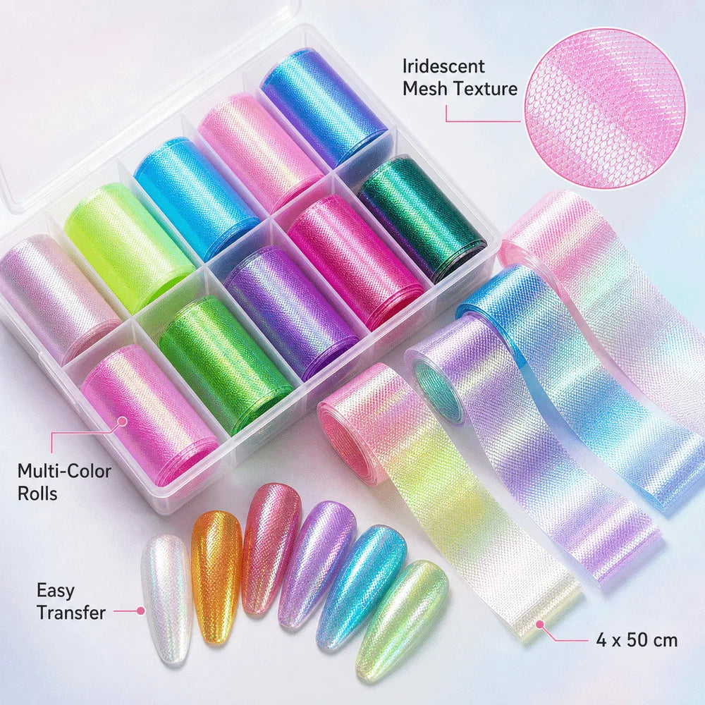 Mermaid Scale 3D Nail Foils | Mesh Texture Manicure Stickers Nail Art Foils QXL