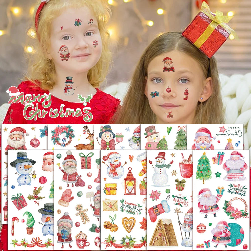 Christmas Temporary Tattoos – Santa & Snowman Body Stickers Temporary Tattoo Stickers QXL