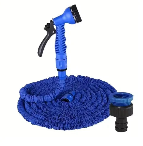Retractable Expandable Garden Hose 25–200ft + Water Gun Nozzle Expandable Garden Hose QXL blue 4