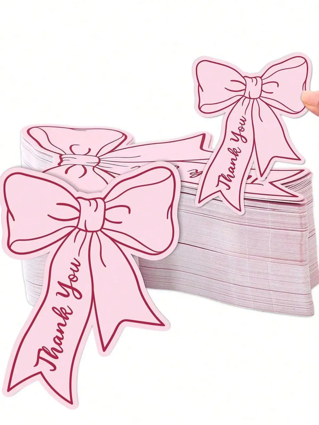 50-Pack Pink & Blue Bow Thank You Cards | Blank Place Cards Thank You Cards QXL Pink 50pcs