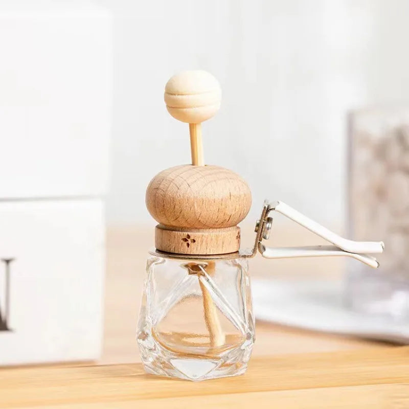 8ml Glass Car Hanging Air Freshener Bottle | Wood Lid Car Air Freshener Bottle QXL