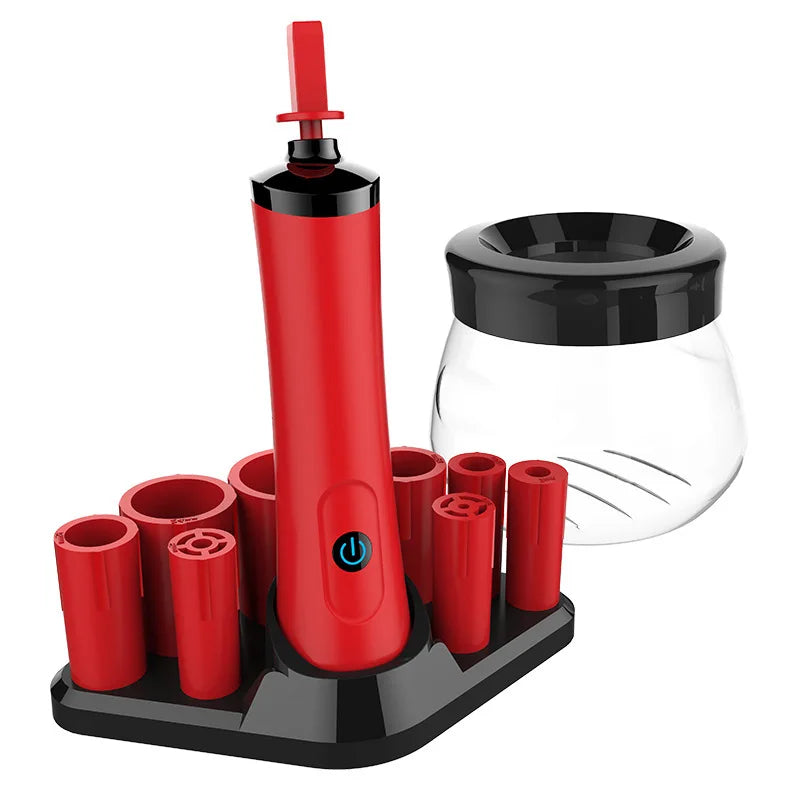 Electric Makeup Brush Cleaner & Dryer Machine | Fast Wash Brush Cleaner Machine QXL red
