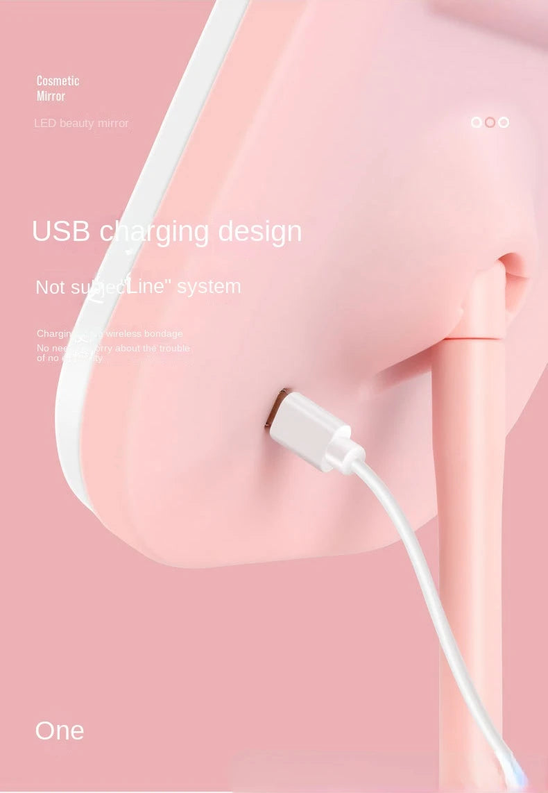 LED Vanity Mirror | 3-Color Fill Light & USB Charging Desktop LED Vanity Mirror QXL