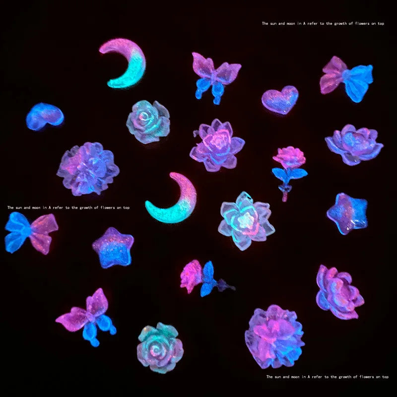 20-Pc 3D Kawaii Rose & Butterfly Nail Charms | DIY Nail Art Nail Art Charms QXL