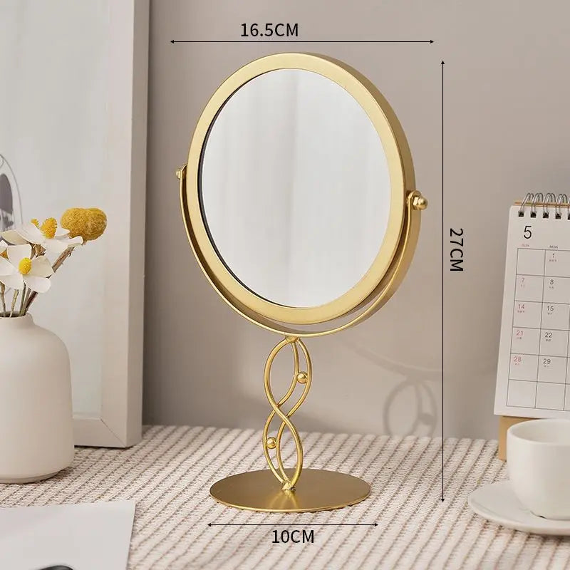 360° Rotating Desktop Vanity Mirror | Iron Frame Gold Black White Vanity Mirror QXL Gold