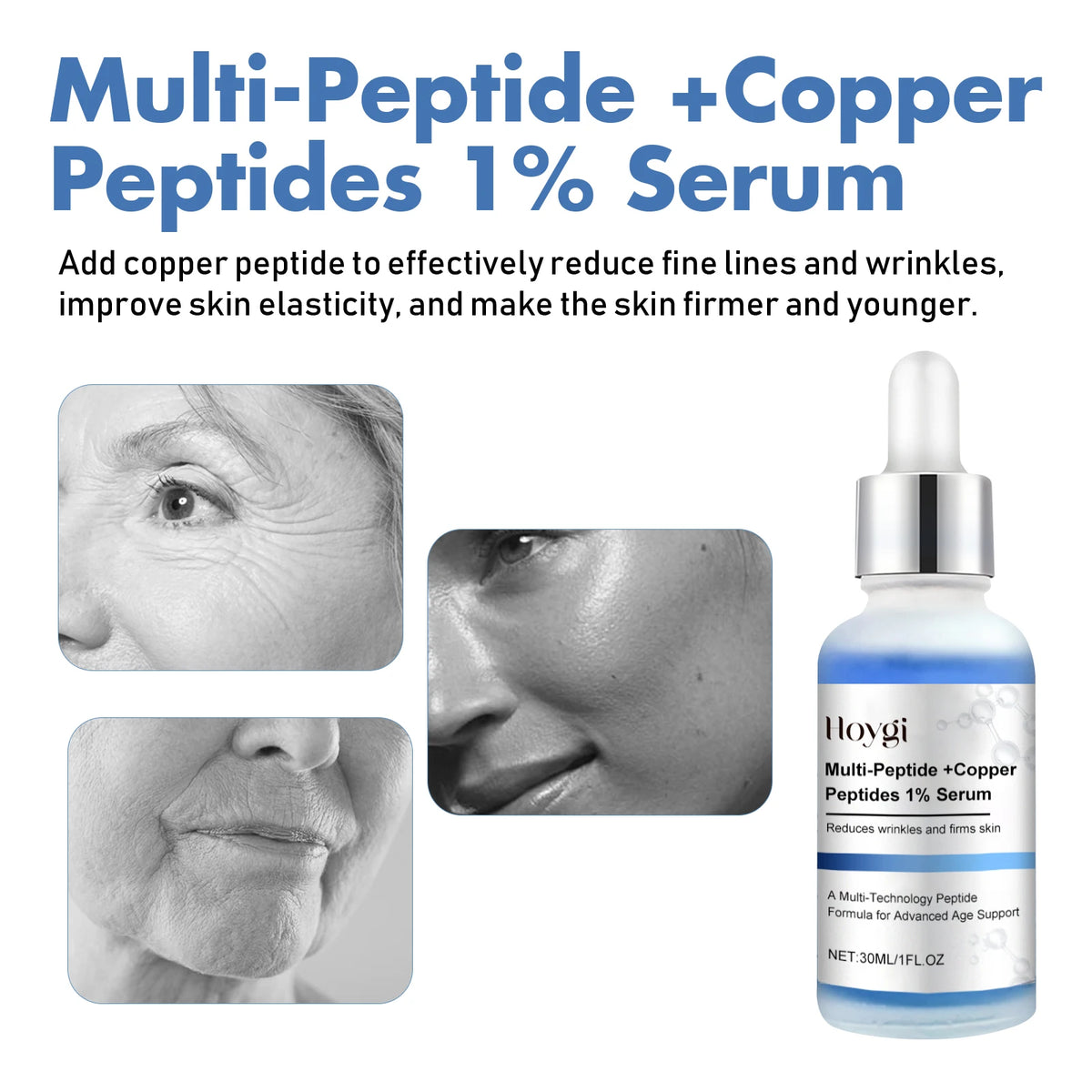 Hoygi Multi-Peptide Copper Peptide Face Serum | 30ml Peptide Face Serum QXL