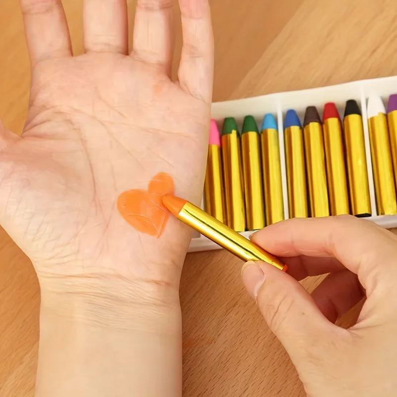 16-Color Face & Body Paint Crayons | Non-Toxic Halloween Kit Face & Body Paint QXL