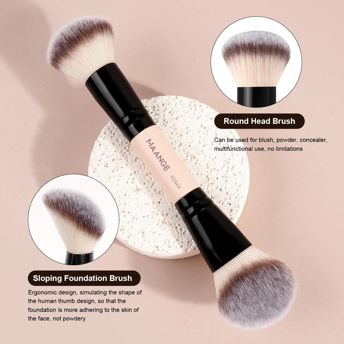 MAANGE 4-Pc Double-Ended Kabuki Makeup Brush Set Makeup Brush Set QXL
