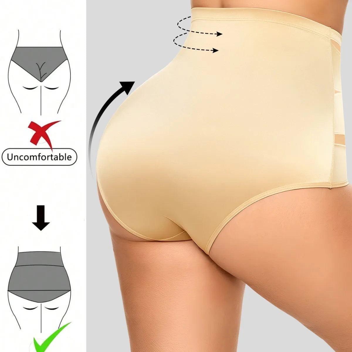 Women's High Waist Mesh Tummy Control Shapewear Butt Lifter Tummy Control Shapewear QXL