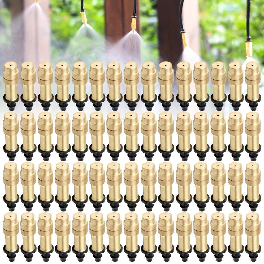 20-Pack Adjustable Brass Atomizing Mist Nozzles for Gardens Irrigation Mist Nozzle QXL