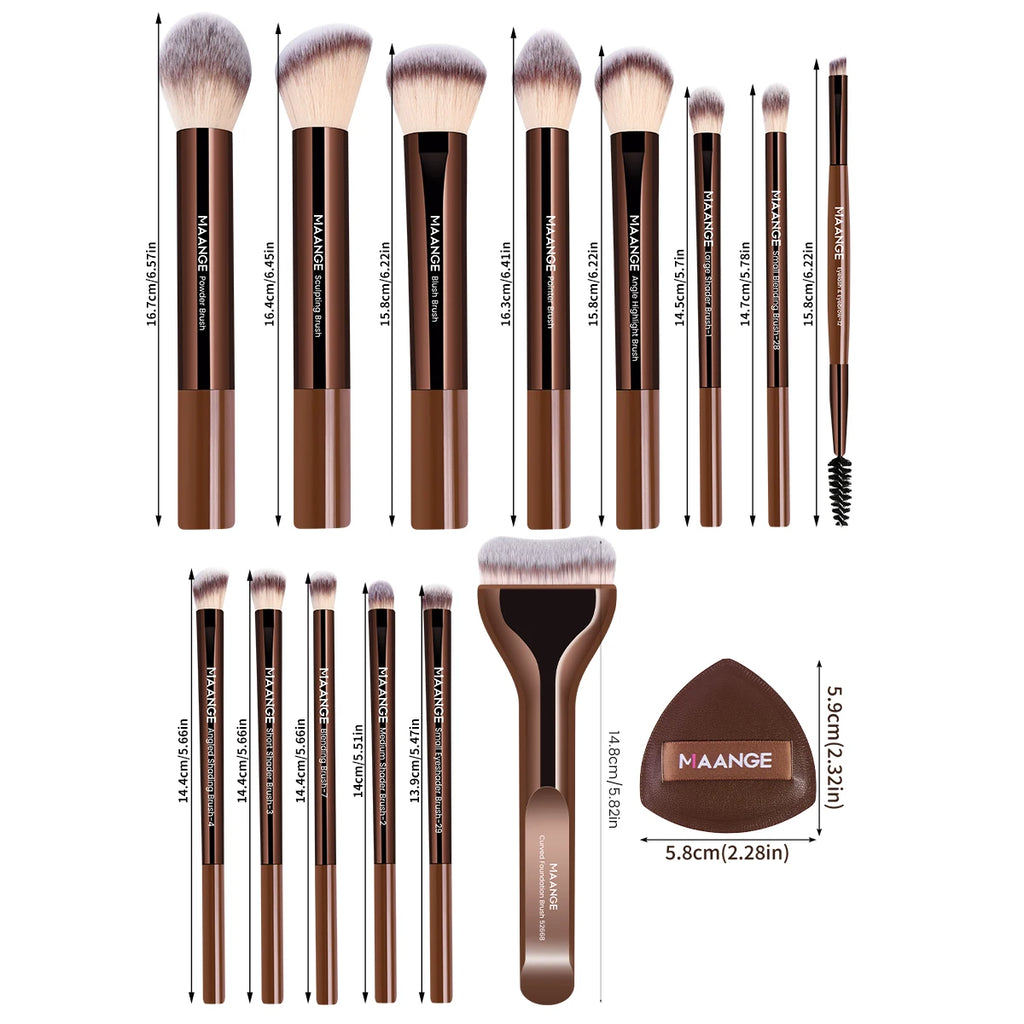 MAANGE 17-Pc Makeup Brush Set & Storage Bag – Travel Gift Makeup Brush Set QXL