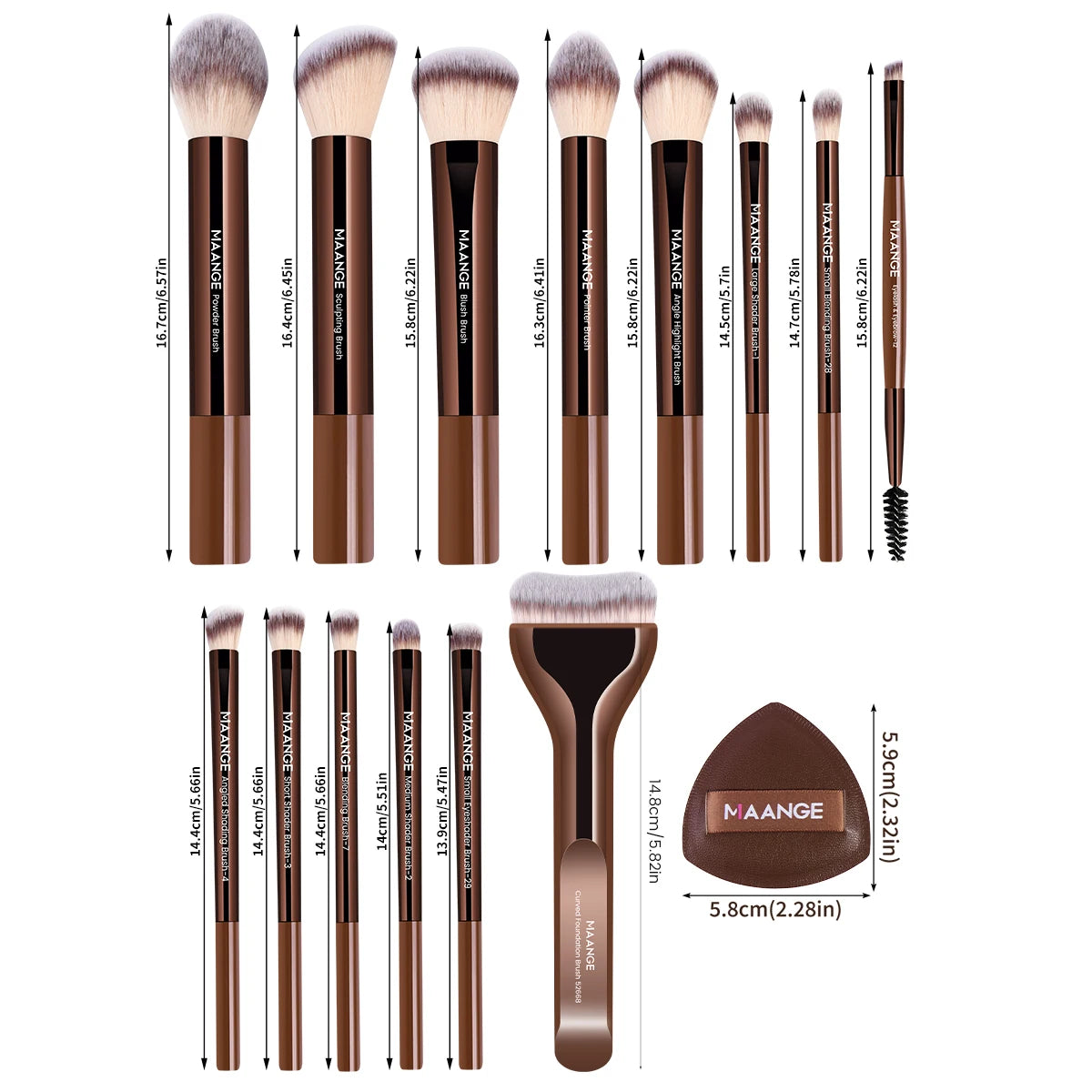 MAANGE 17-Pc Makeup Brush Set & Storage Bag – Travel Gift Makeup Brush Set QXL