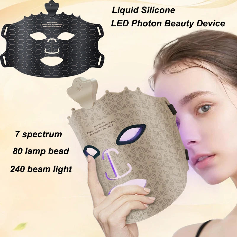 7-Color LED Light Therapy Silicone Face Mask | Skin Rejuvenation LED Face Mask QXL