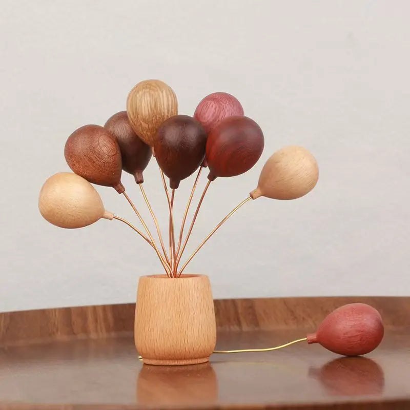 6-Inch Handmade Wood Balloon Vase | Multi-Wood Home Decor Decorative Wood Vase QXL