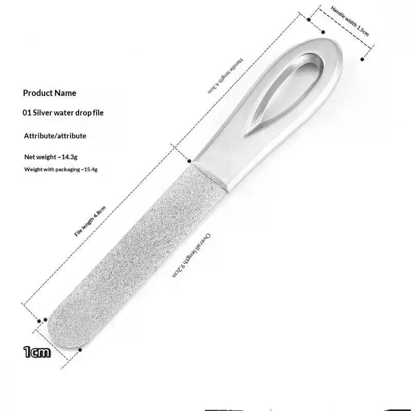 Stainless Steel Diamond Grit Nail File | Dual-Sided + Sleeve Diamond Nail File QXL