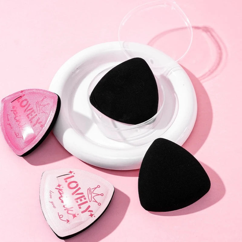Pink Velvet Triangle Powder Puff | Wet & Dry Makeup Sponge Makeup Powder Puff QXL