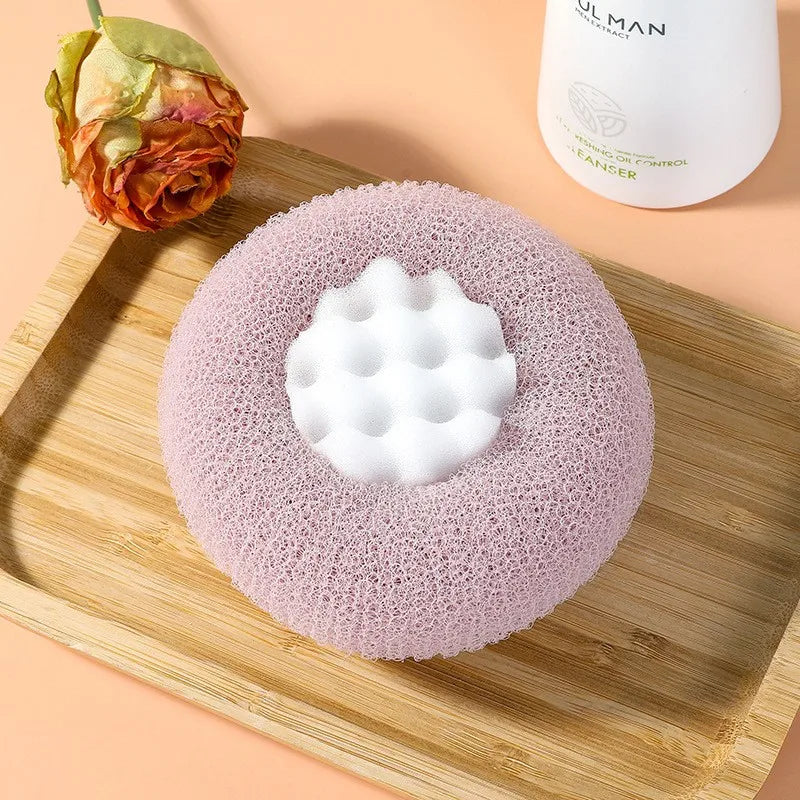 Soft Exfoliating Bath Brush & Body Scrubber Sponge Ball Bath Scrubber Brush QXL purple