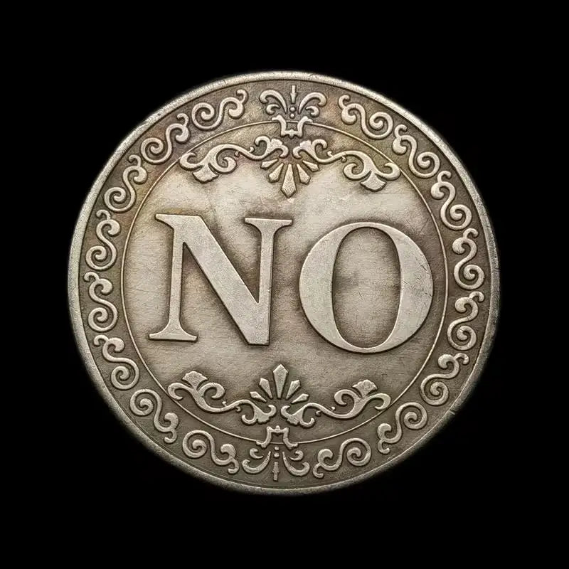 Double-Sided YES/NO Lucky Coin | Antique Silver Floral Gift Novelty Collectible Coin QXL