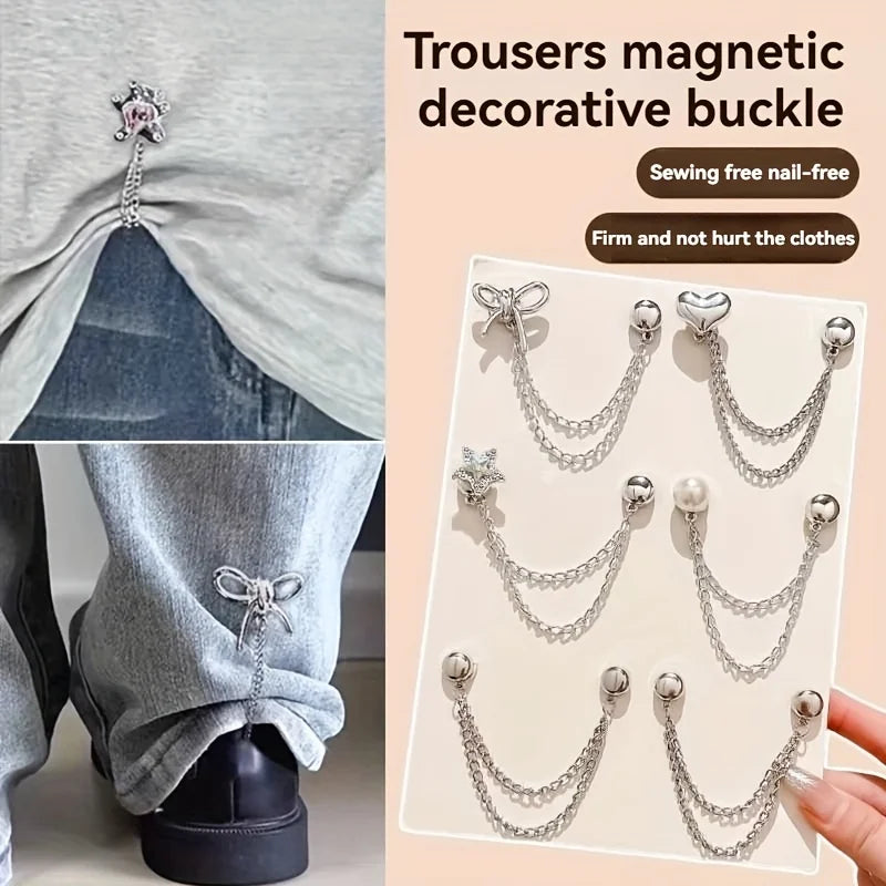 Magnetic Snap Cuff Lock | Adjustable Hem Shortener for Pants Hem Shortener Clip QXL