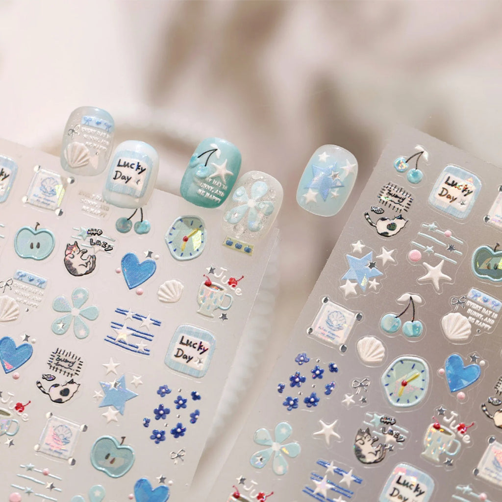 5D Nail Art Stickers – Kitten Floral Self-Adhesive Decals Nail Art Stickers QXL