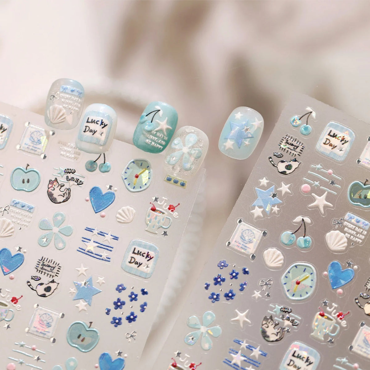 5D Nail Art Stickers – Kitten Floral Self-Adhesive Decals Nail Art Stickers QXL