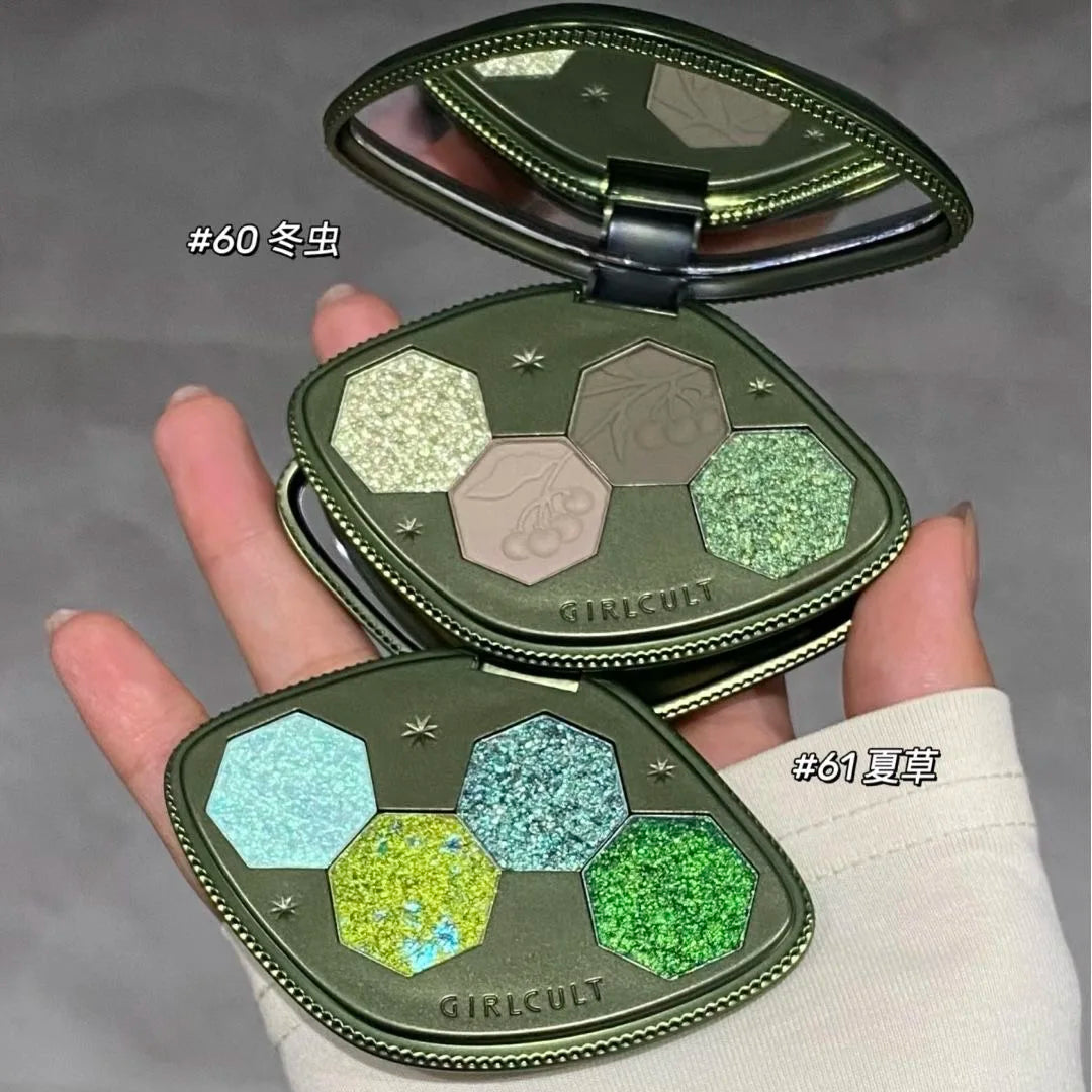 Girlcult 4-Shade Purple Eyeshadow Palette | Matte Shimmer Glitter Eyeshadow Palette QXL