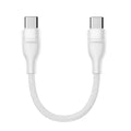 60W USB-C Fast Charging Cable 0.25M Braided Short Cord USB-C Charging Cable QXL WHITE 0.25m