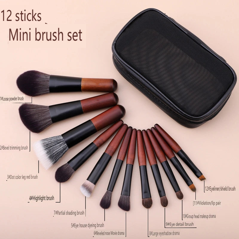 12-Piece Mini Travel Makeup Brush Set | Eyeshadow & Dot Brushes Travel Makeup Brush Set QXL 12 brushes CN