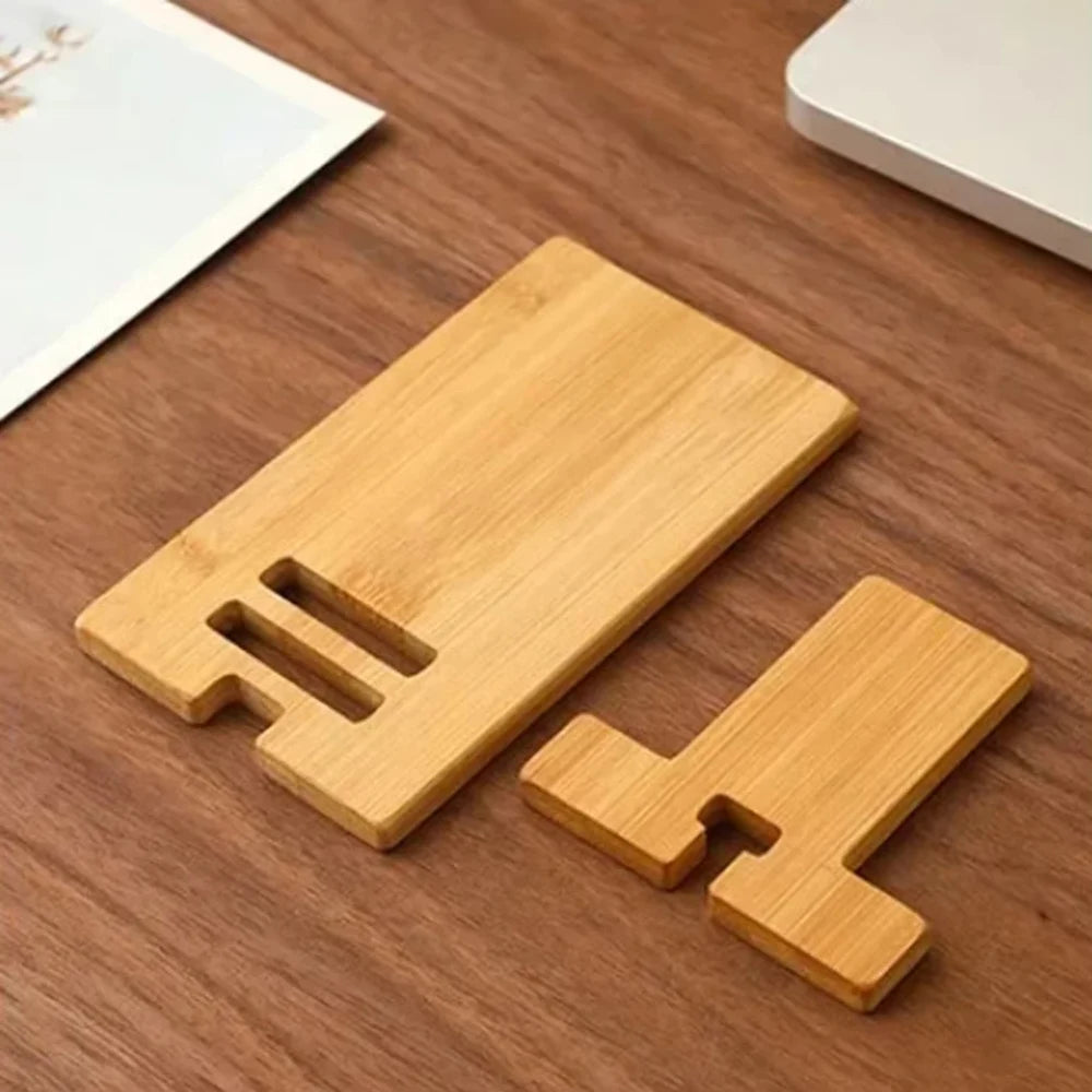Bamboo Desktop Phone & Tablet Stand | Wooden Holder Phone Tablet Stand QXL
