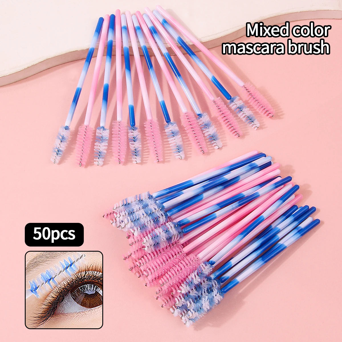 50-Pack Disposable Mascara Wands & Eyebrow Spoolie Brushes Spoolie Brush Set QXL multicolour