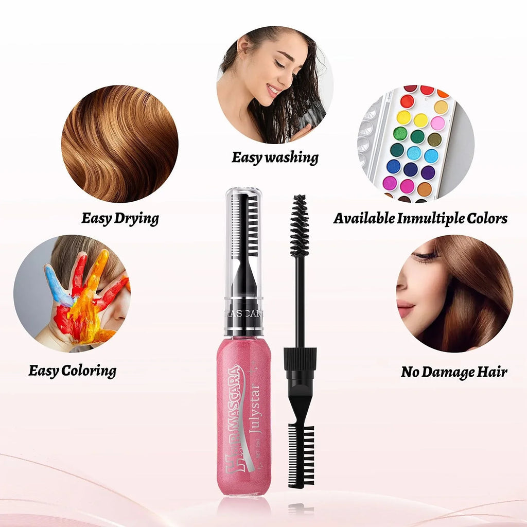 16-Color Disposable Hair Color Brush | Cosplay & Party Dye Temporary Hair Color QXL
