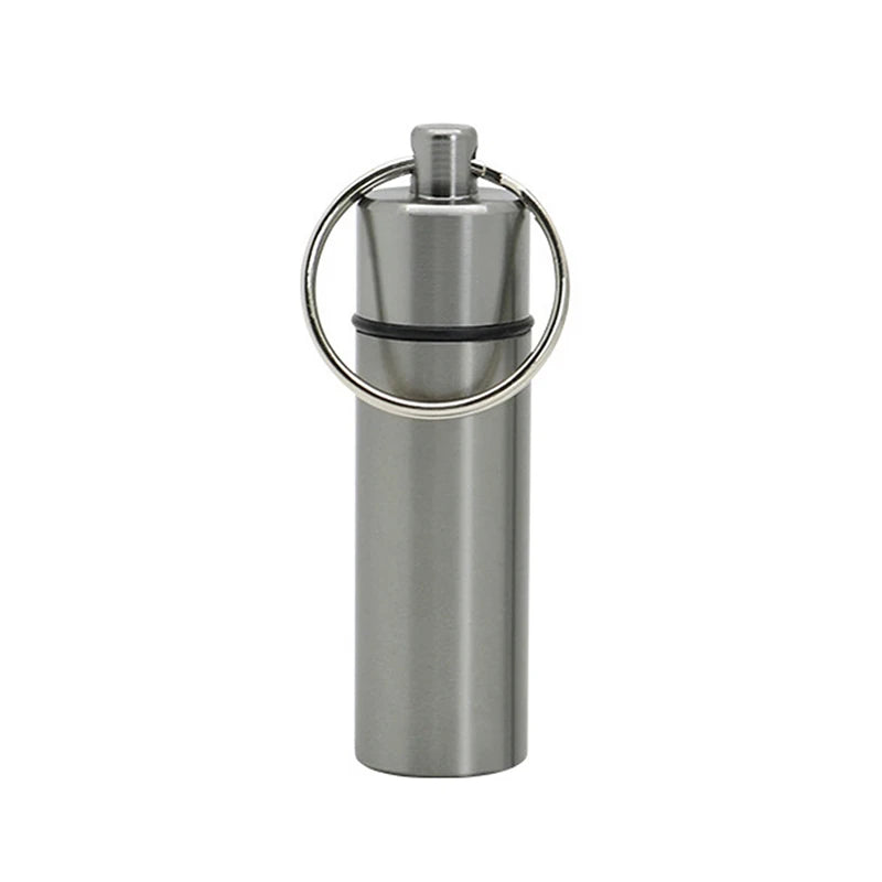 Waterproof Aluminum Pill Box Keychain | Portable Travel Case Pill Box Keychain QXL Dark gray