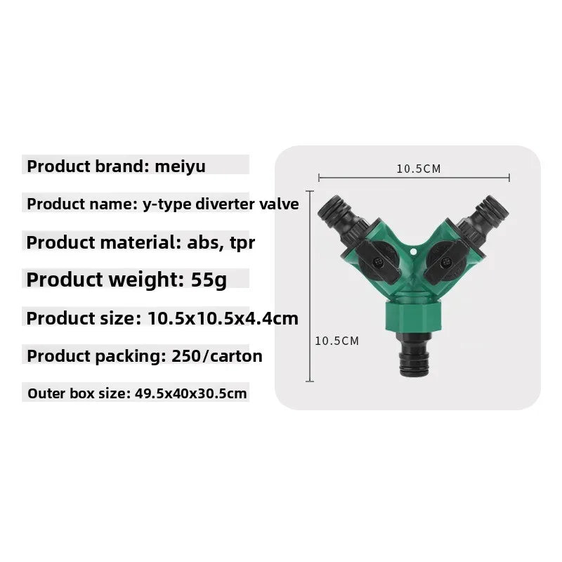 2-Way Garden Hose Splitter with Shut-Off Valves | 3/4" Fit Garden Hose Splitter QXL