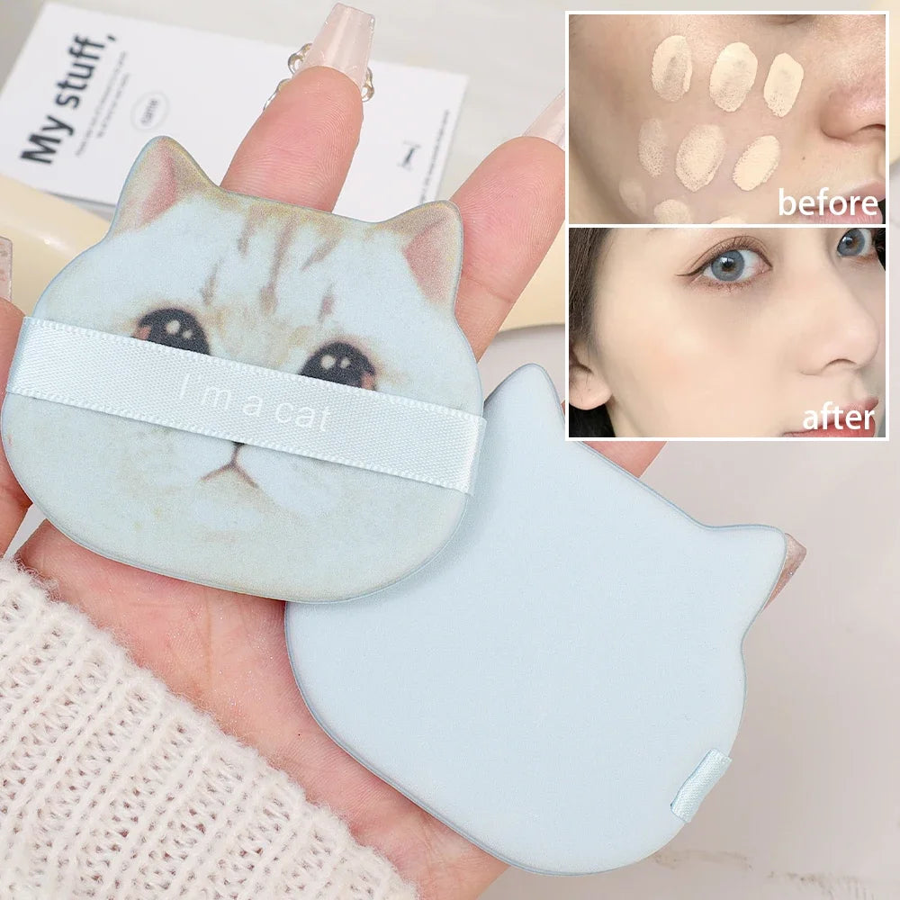 10-Pack Cat Shape Powder Puffs | Wet & Dry Makeup Applicator Makeup Powder Puff QXL