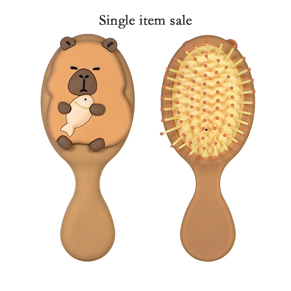 Capybara Hair Brush | Detangling Scalp Massage Anti-Static Detangling Hair Brush QXL CY3140-10-Coffee-02