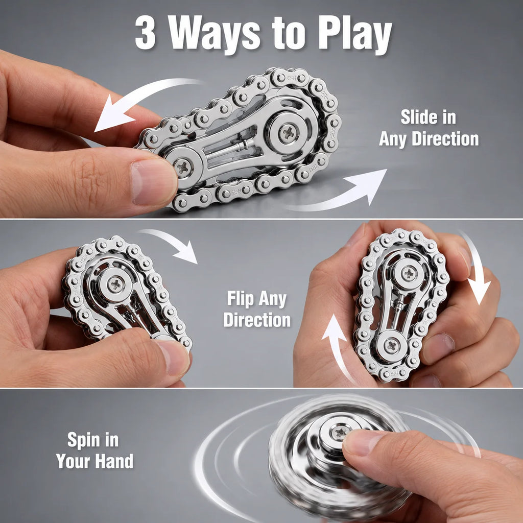 Metal Bike Chain Fidget Spinner | Zinc Alloy Gear Sprocket Toy Fidget Spinner Toy QXL