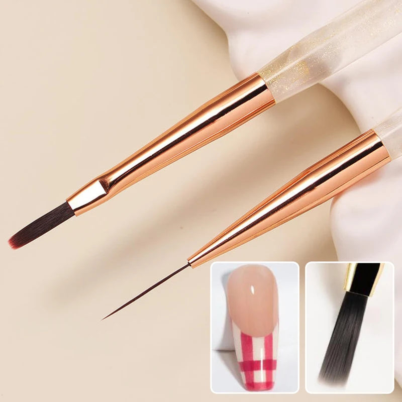 French Plaid Nail Art Brush Set | Grid & Line Drawing Pen Nail Art Brush QXL