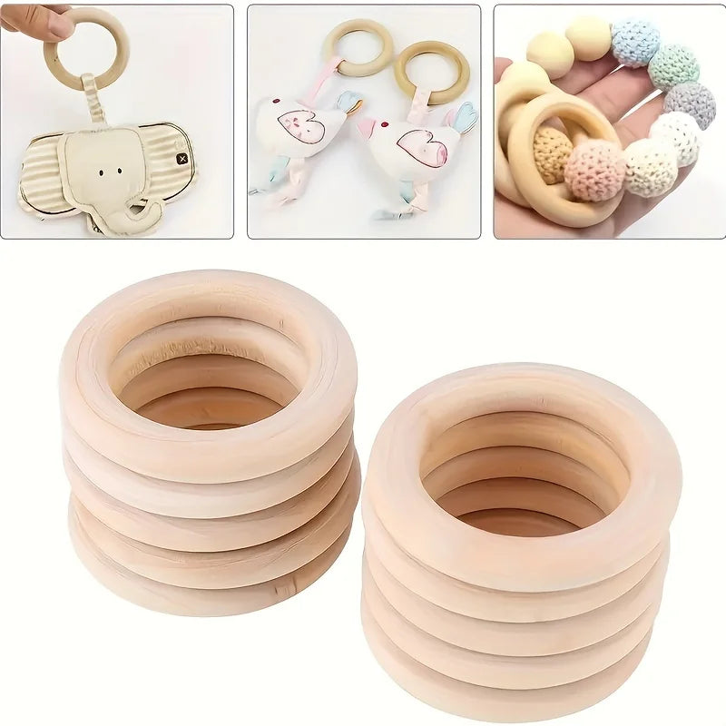 Unfinished Wooden Rings Set for DIY Jewelry & Crafts Wood Craft Rings QXL
