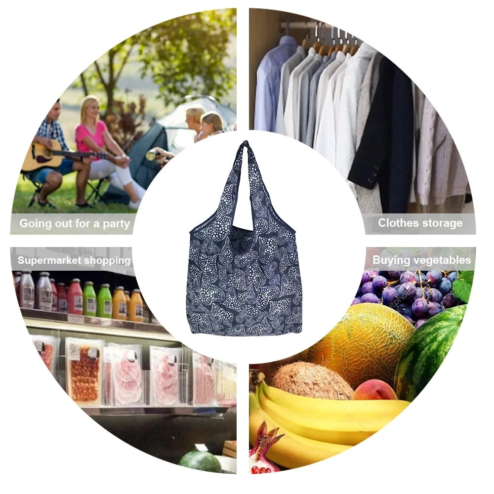 Large Reusable Foldable Tote Bag | Eco Grocery & Beach Bag Reusable Tote Bag QXL