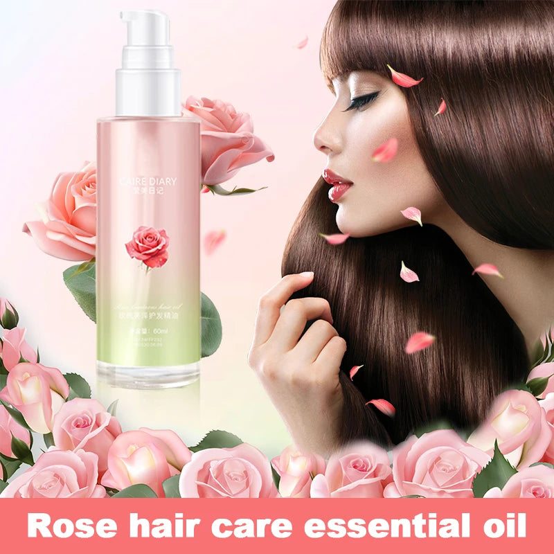 Rose Brightening Hair Oil | Smooth Frizz, Define Curls Daily Hair Care Oil QXL Shine Enhancing